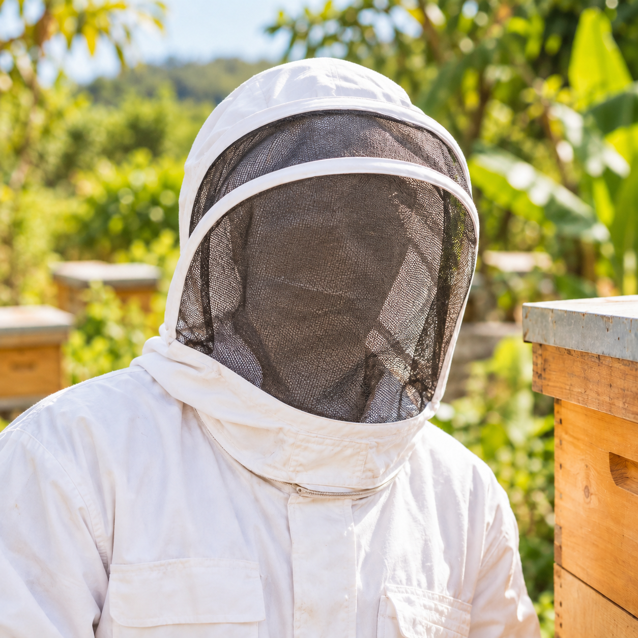 Maxvantleven wearing a beekeeping suit